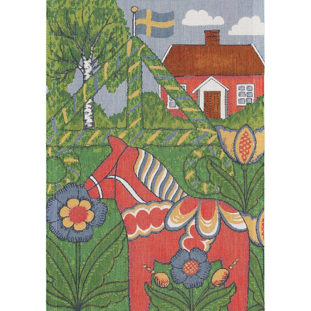 Ekelund Kökshandduk|Folkfest kökshandduk 35X50 – Ekologisk bomull med midsommarmotiv