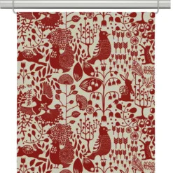 Arvidssons textil Panelgardiner|Fýri beige-röd linnelook panelgardiner