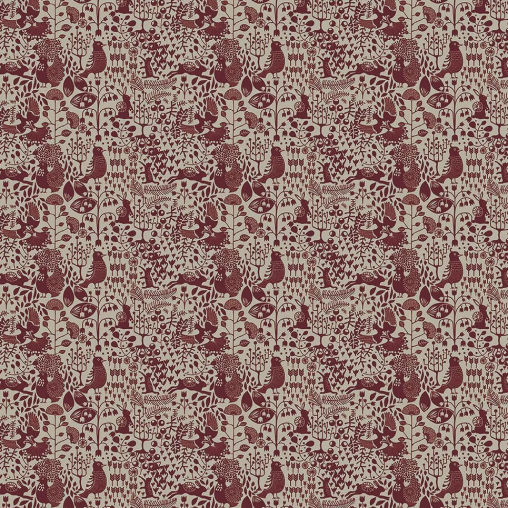Arvidssons textil Gardintyger Mönstrade|Arvidssons Textil|Fýri beige-röd linnelook tyg