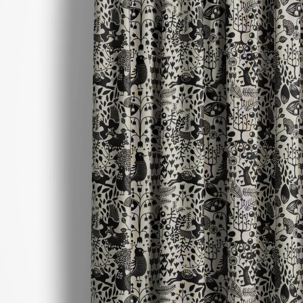 Arvidssons textil Gardintyger Mönstrade|Arvidssons Textil|Fýri beige-svart linnelook tyg