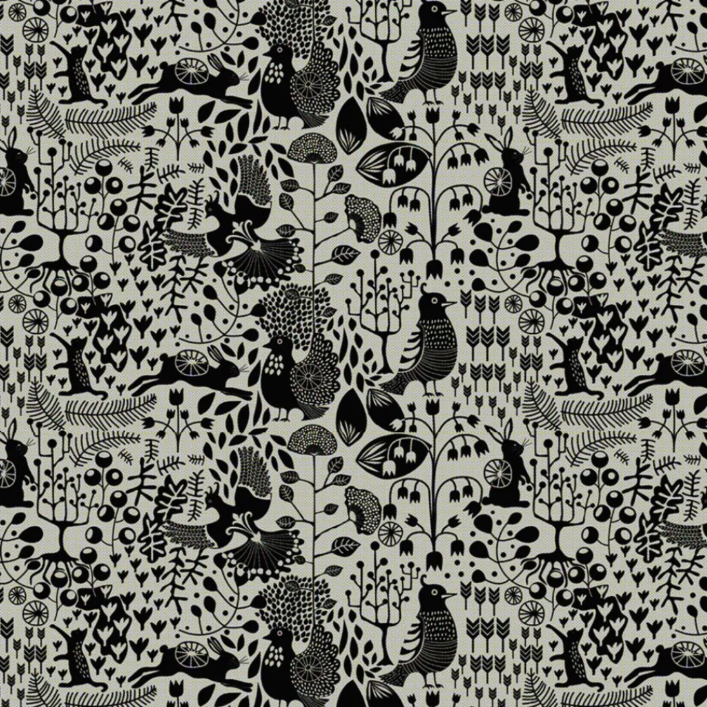 Arvidssons textil Gardintyger Mönstrade|Arvidssons Textil|Fýri beige-svart linnelook tyg