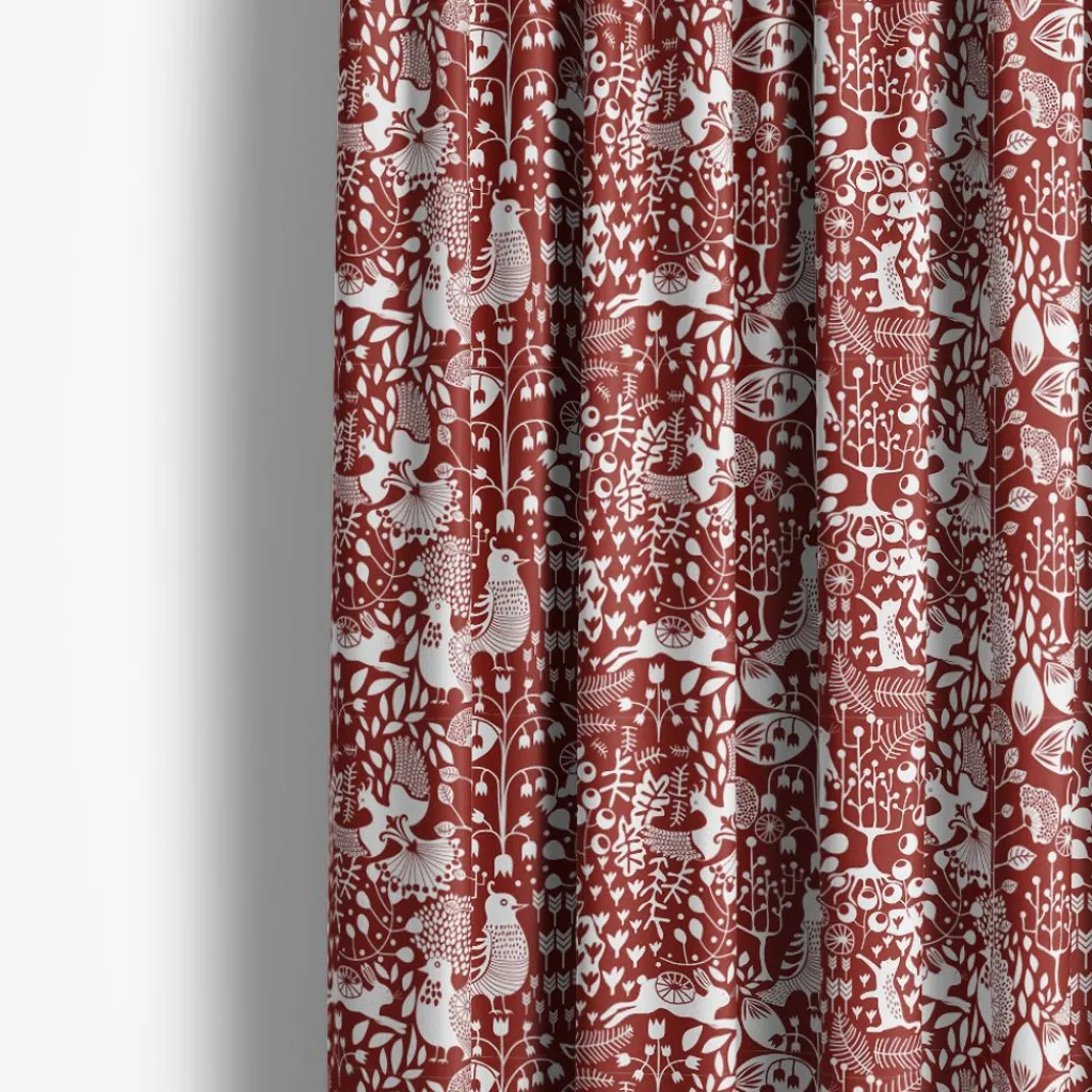 Arvidssons textil Gardiner Mönstrade|Julgardiner|Fýri röd gardiner
