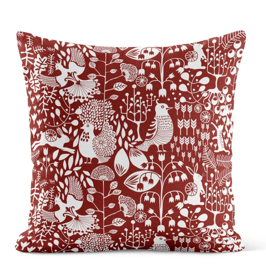 Arvidssons textil Mönstrade Kuddfodral|Fýri röd kuddfodral