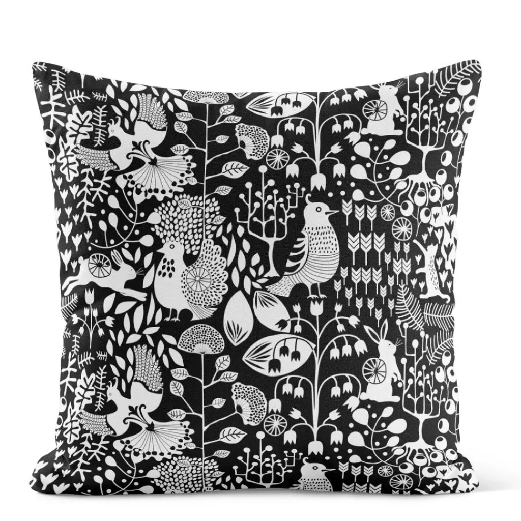 Arvidssons textil Mönstrade Kuddfodral|Fýri svart kuddfodral