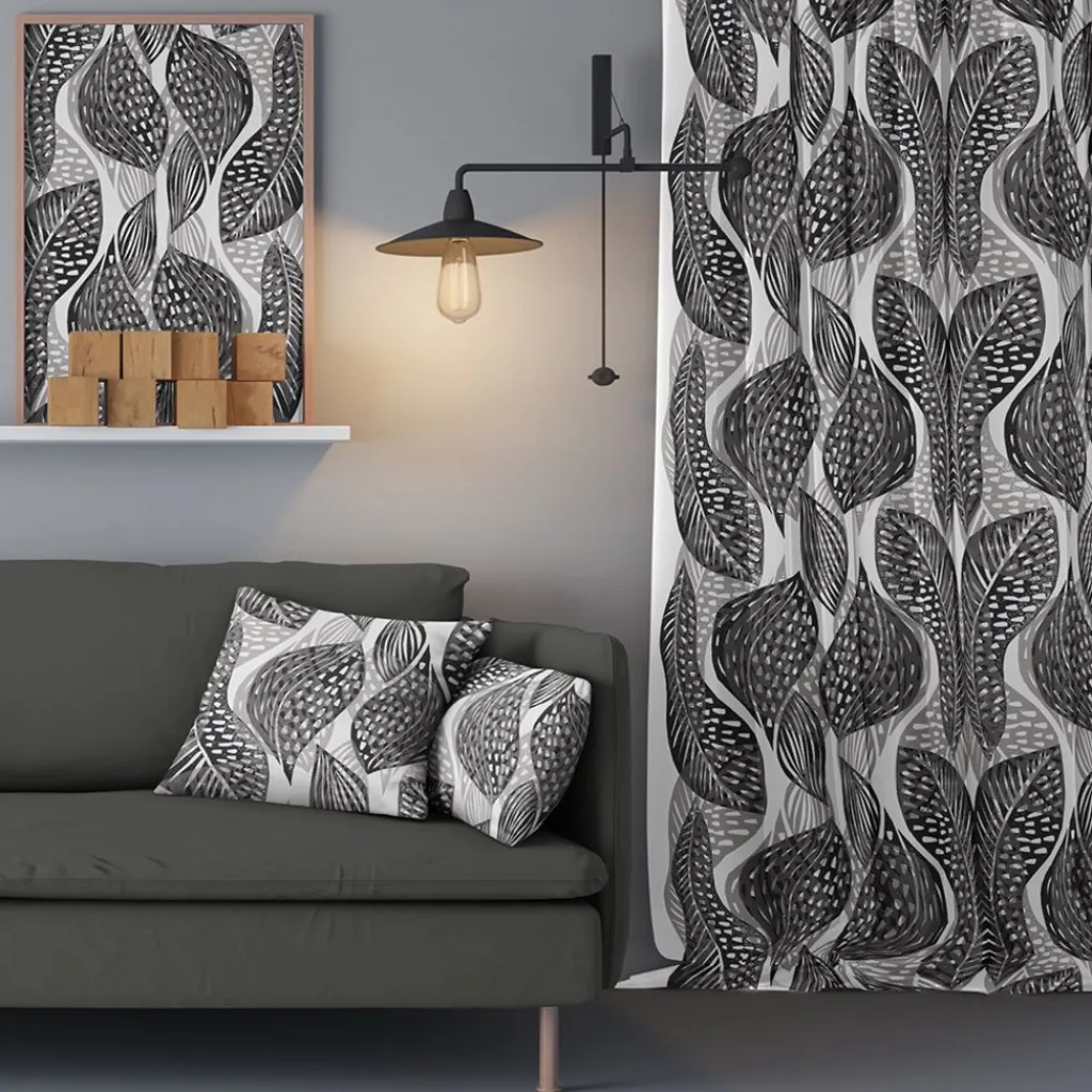 Arvidssons textil Gardiner Mönstrade|Froda svart gardiner
