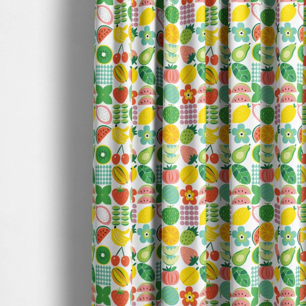 Arvidssons textil Gardintyger Mönstrade|Arvidssons Textil|Fruktstund multi tyg – färgglatt fruktmönster