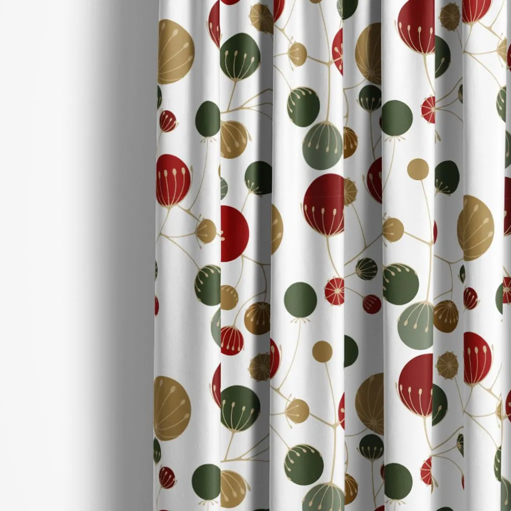 Arvidssons textil Julgardiner|Julgardiner|Frö vit-röd gardiner