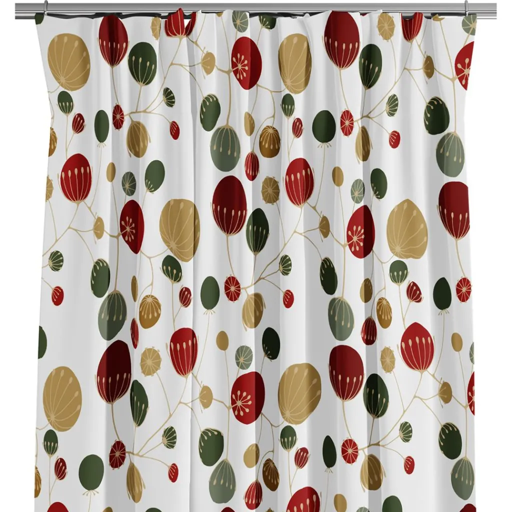 Arvidssons textil Julgardiner|Julgardiner|Frö vit-röd gardiner