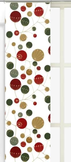 Arvidssons textil Julgardiner|Panelgardiner|Frö vit-röd panelgardiner