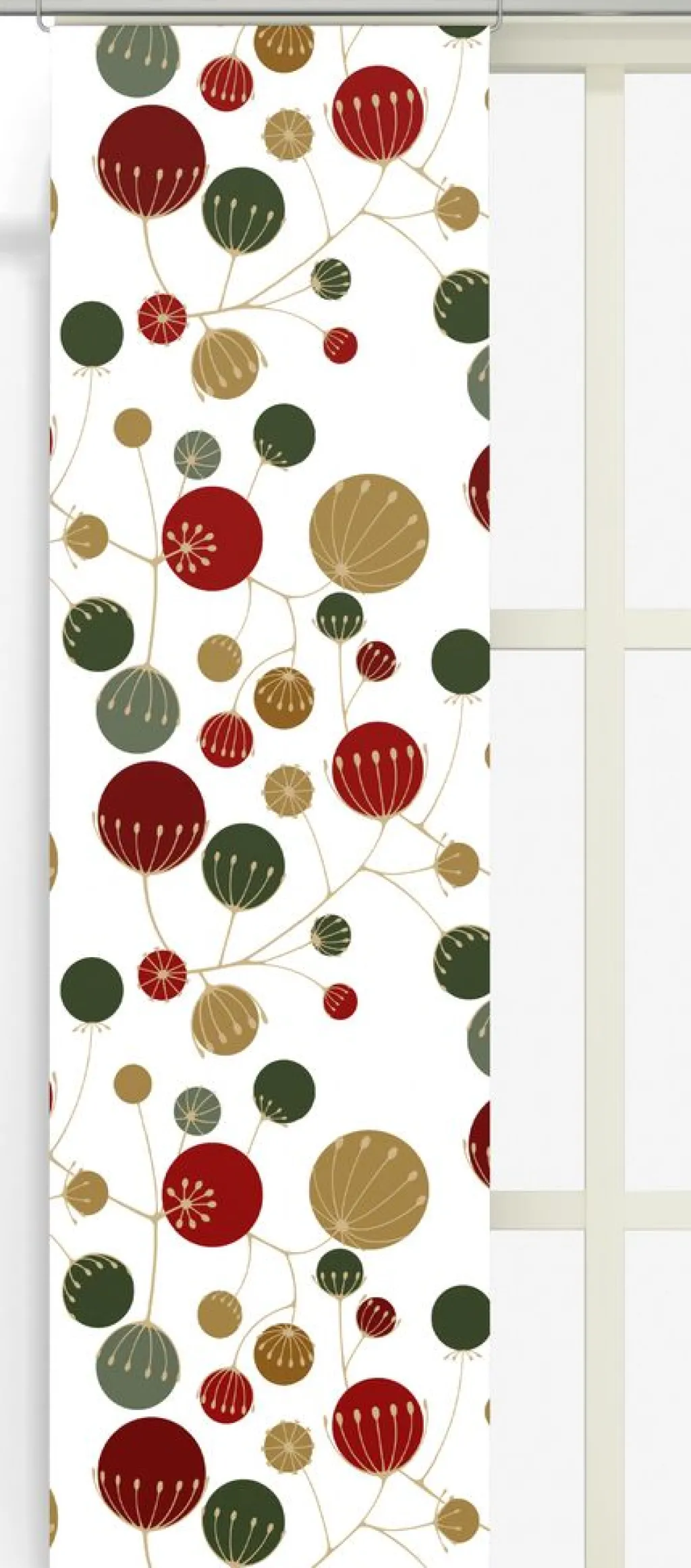 Arvidssons textil Julgardiner|Panelgardiner|Frö vit-röd panelgardiner