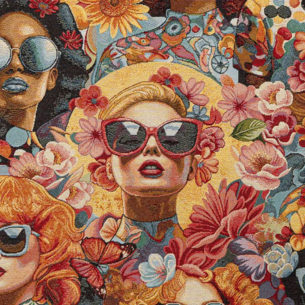 Nordisk Textil Mönstrade Möbeltyger|Girl power – gobelängtyg med effektfyllt popart-mönster