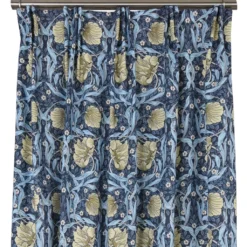 Nordisk Textil Gardiner Mönstrade|Grace blå gardiner - Klassisk blommig Arts and Crafts design