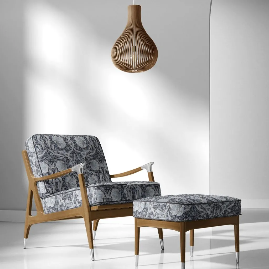 Nordisk Textil Arts & Crafts Tyger|Mönstrade Möbeltyger|Grace blå gobeläng - Klassisk blommig Arts and Crafts design