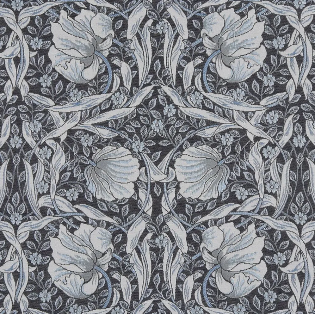 Nordisk Textil Arts & Crafts Tyger|Mönstrade Möbeltyger|Grace blå gobeläng - Klassisk blommig Arts and Crafts design
