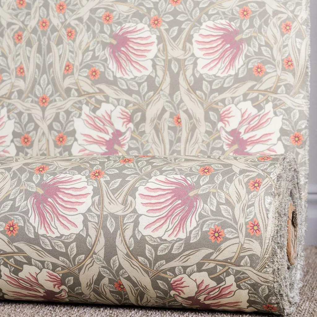 Nordisk Textil Arts & Crafts Tyger|Gardintyger Mönstrade|Grace dimmgrön tyg - Klassisk blommig Arts and Crafts design