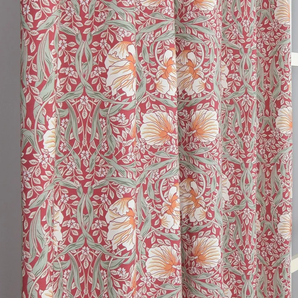 Nordisk Textil Gardiner Mönstrade|Julgardiner|Grace röd gardiner - Klassisk blommig Arts and Crafts design