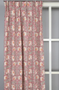 Nordisk Textil Gardiner Mönstrade|Julgardiner|Grace röd gardiner - Klassisk blommig Arts and Crafts design