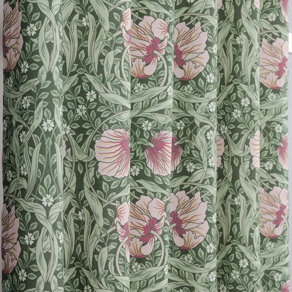 Nordisk Textil Gardiner Mönstrade|Grace rosa/ljusgrön gardiner - Klassisk blommig Arts and Crafts design
