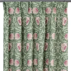 Nordisk Textil Gardiner Mönstrade|Grace rosa/ljusgrön gardiner - Klassisk blommig Arts and Crafts design