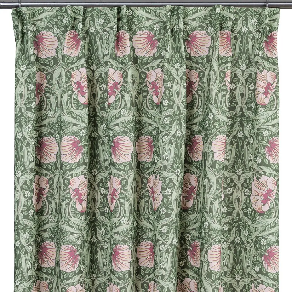 Nordisk Textil Gardiner Mönstrade|Grace rosa/ljusgrön gardiner - Klassisk blommig Arts and Crafts design