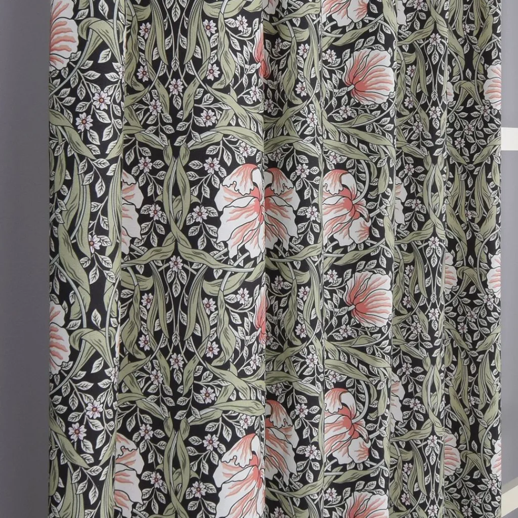 Nordisk Textil Gardiner Mönstrade|Grace svart gardiner - Klassisk blommig Arts and Crafts design