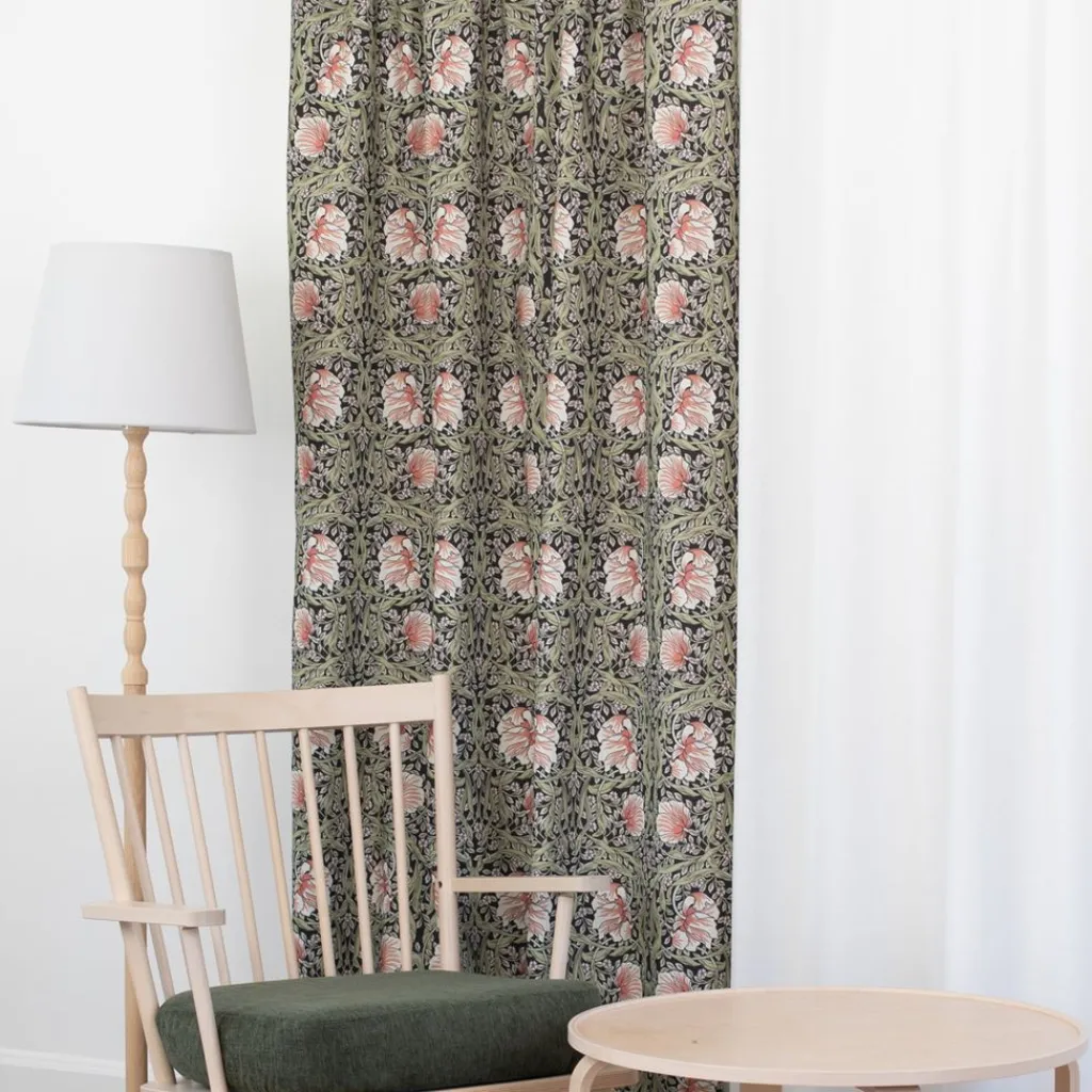 Nordisk Textil Gardiner Mönstrade|Grace svart gardiner - Klassisk blommig Arts and Crafts design