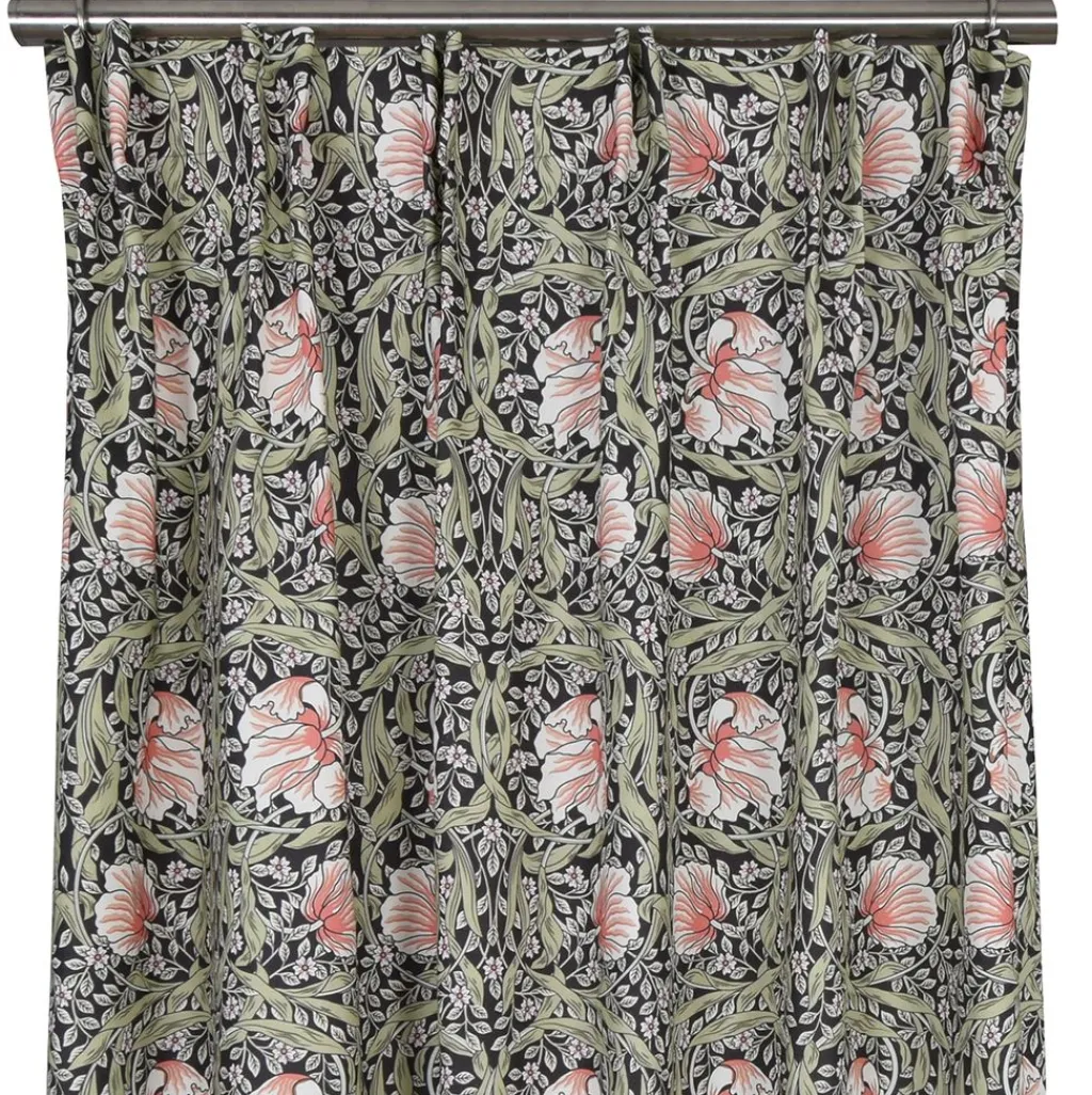 Nordisk Textil Gardiner Mönstrade|Grace svart gardiner - Klassisk blommig Arts and Crafts design