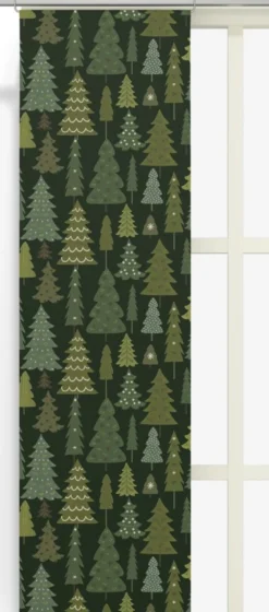 Arvidssons textil Julgardiner|Panelgardiner|Granby mörkgrön panelgardiner