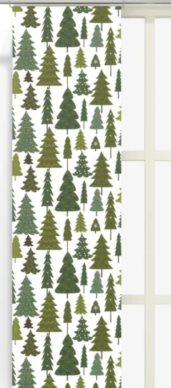 Arvidssons textil Julgardiner|Panelgardiner|Granby offwhite-grön panelgardiner