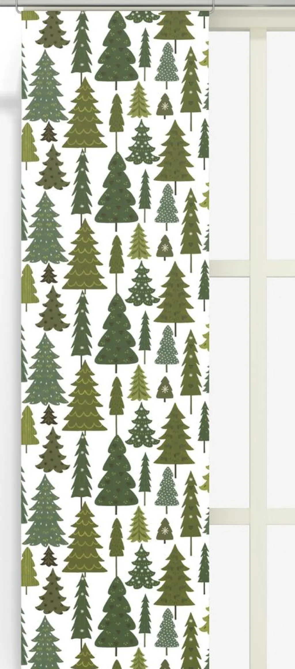 Arvidssons textil Julgardiner|Panelgardiner|Granby offwhite-grön panelgardiner