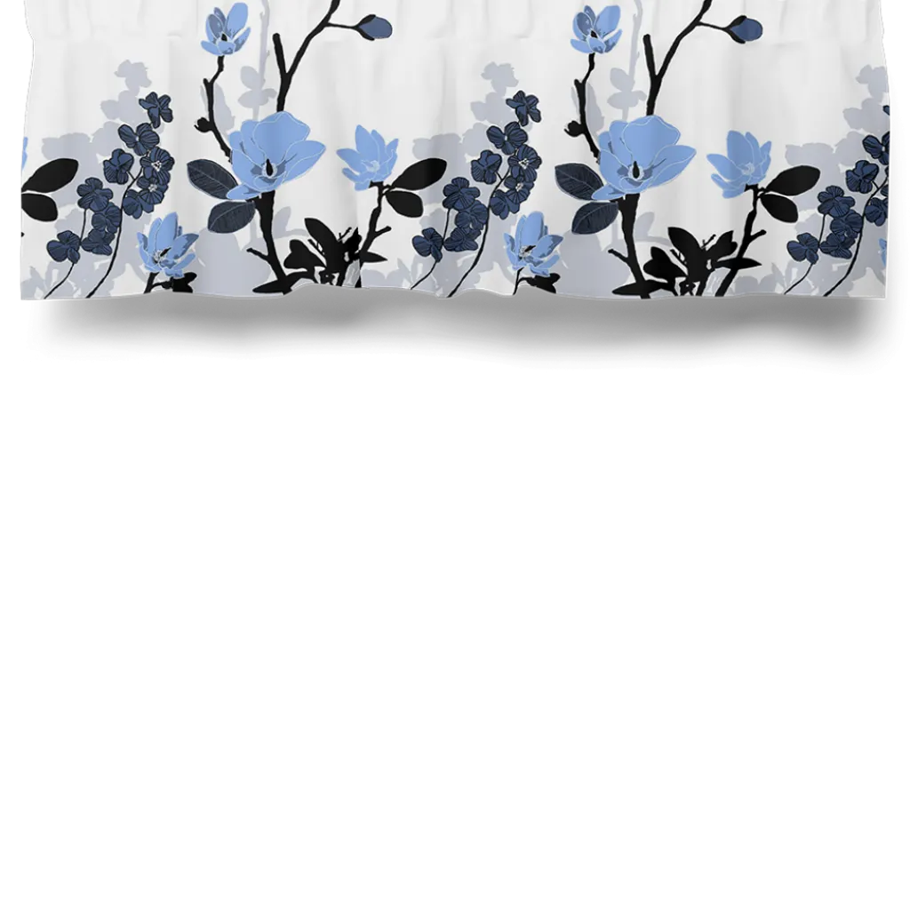 Arvidssons textil Gardinkappor Mönstrade|Grandiflora ljusblå gardinkappa metervara