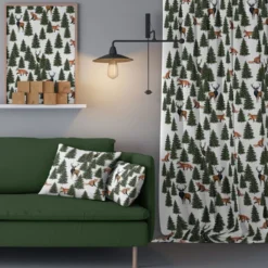Arvidssons textil Gardiner Mönstrade|Julgardiner|Granskog grön gardiner