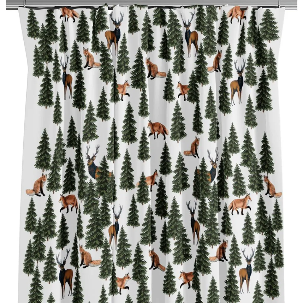 Arvidssons textil Gardiner Mönstrade|Julgardiner|Granskog grön gardiner