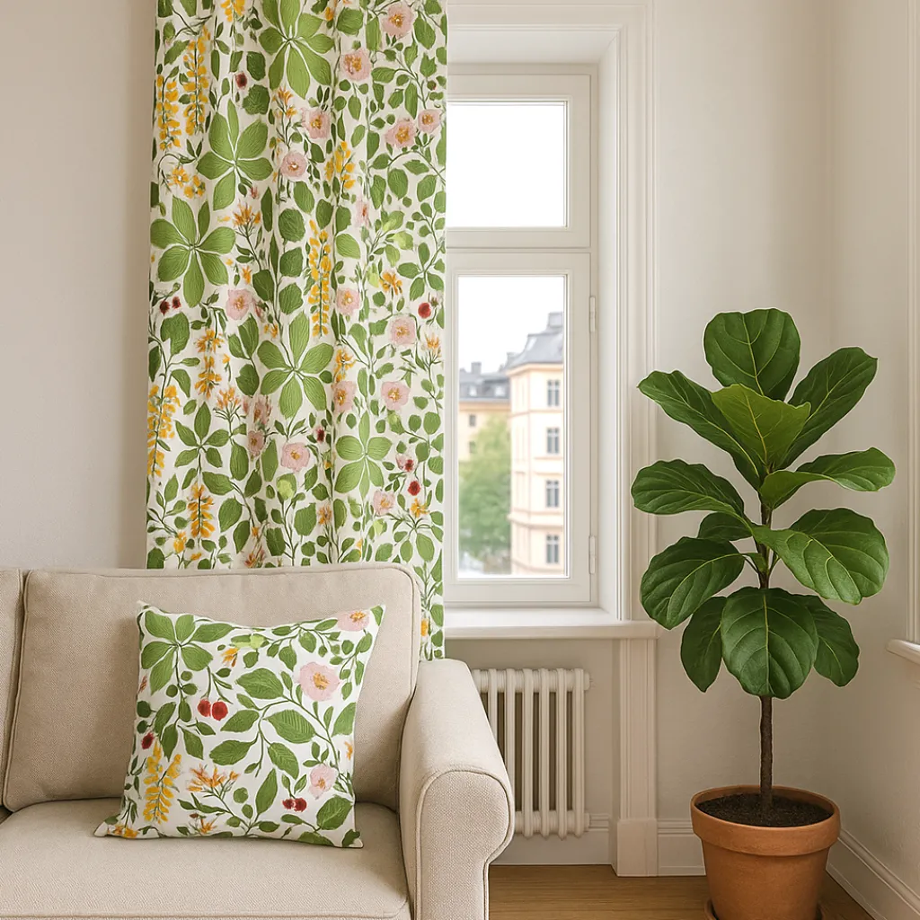 Arvidssons textil Gardiner Mönstrade|Haga multi blommiga gardiner