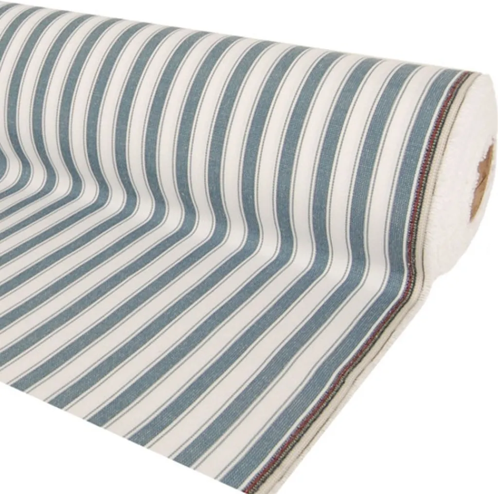 Nordisk Textil Randiga Möbeltyger|Rutor & Ränder|Harlow duvblå-vit randigt tyg