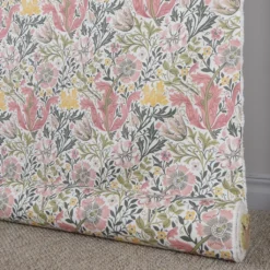 Nordisk Textil Arts & Crafts Tyger|Gardintyger Mönstrade|Harmony vit-rosa tyg