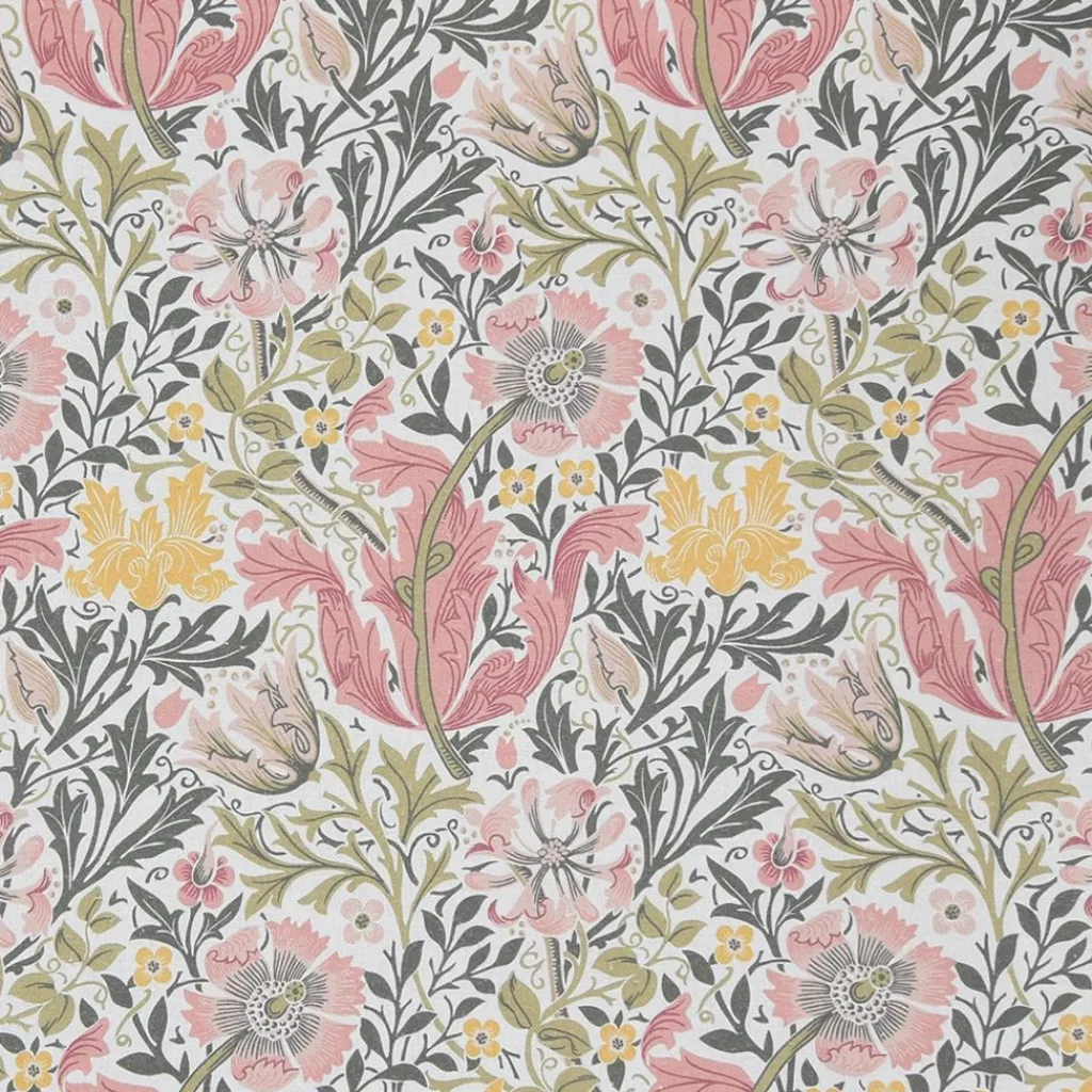 Nordisk Textil Arts & Crafts Tyger|Gardintyger Mönstrade|Harmony vit-rosa tyg