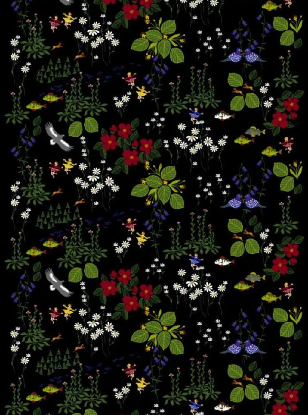 Arvidssons textil Gardintyger Mönstrade|Arvidssons Textil|Himlajorden svart tyg