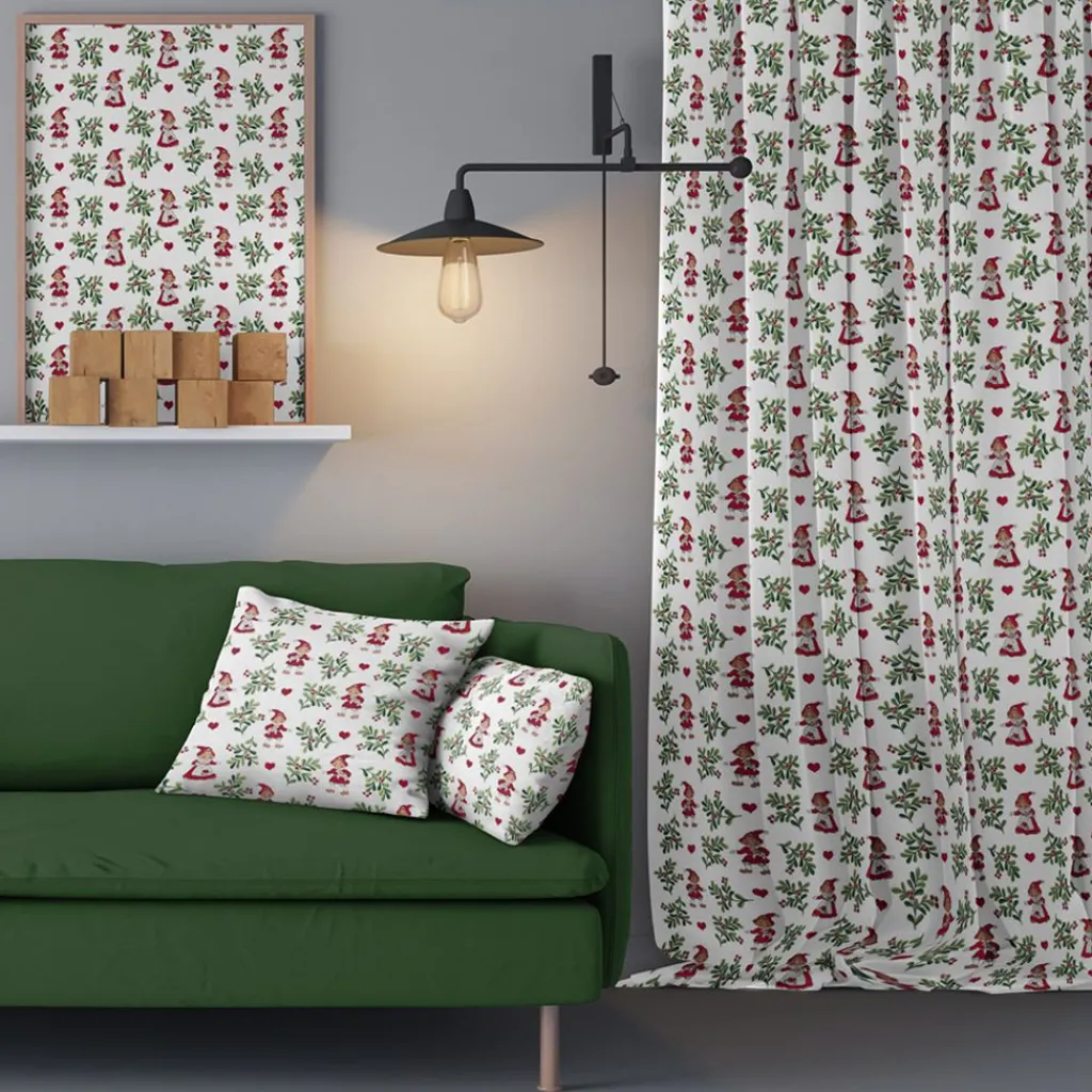 Arvidssons textil Gardintyger Mönstrade|Arvidssons Textil|Hjärtans jul vit