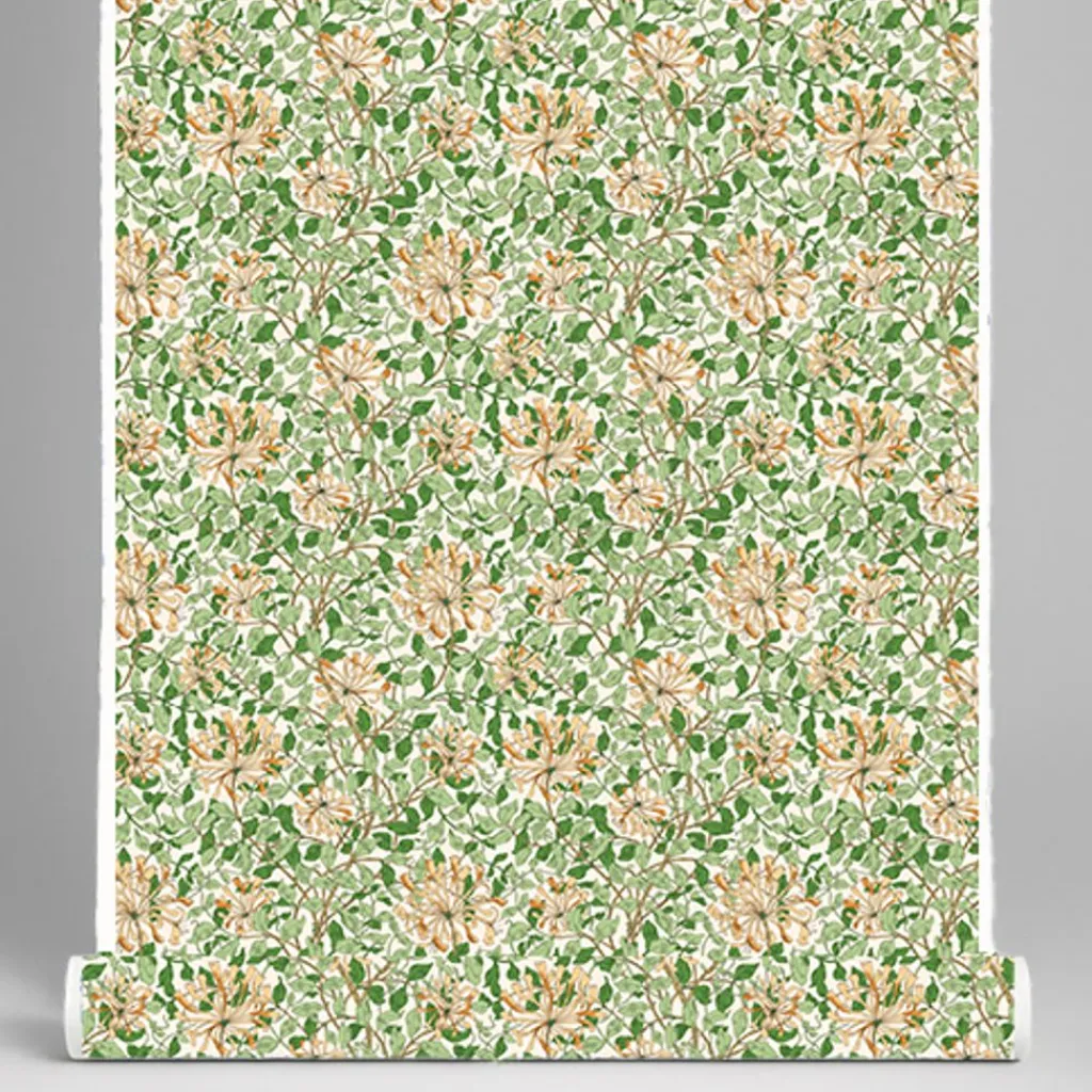 Nordisk Textil Arts & Crafts Tyger|Gardintyger Mönstrade|Honeysuckle aprikos gardintyg