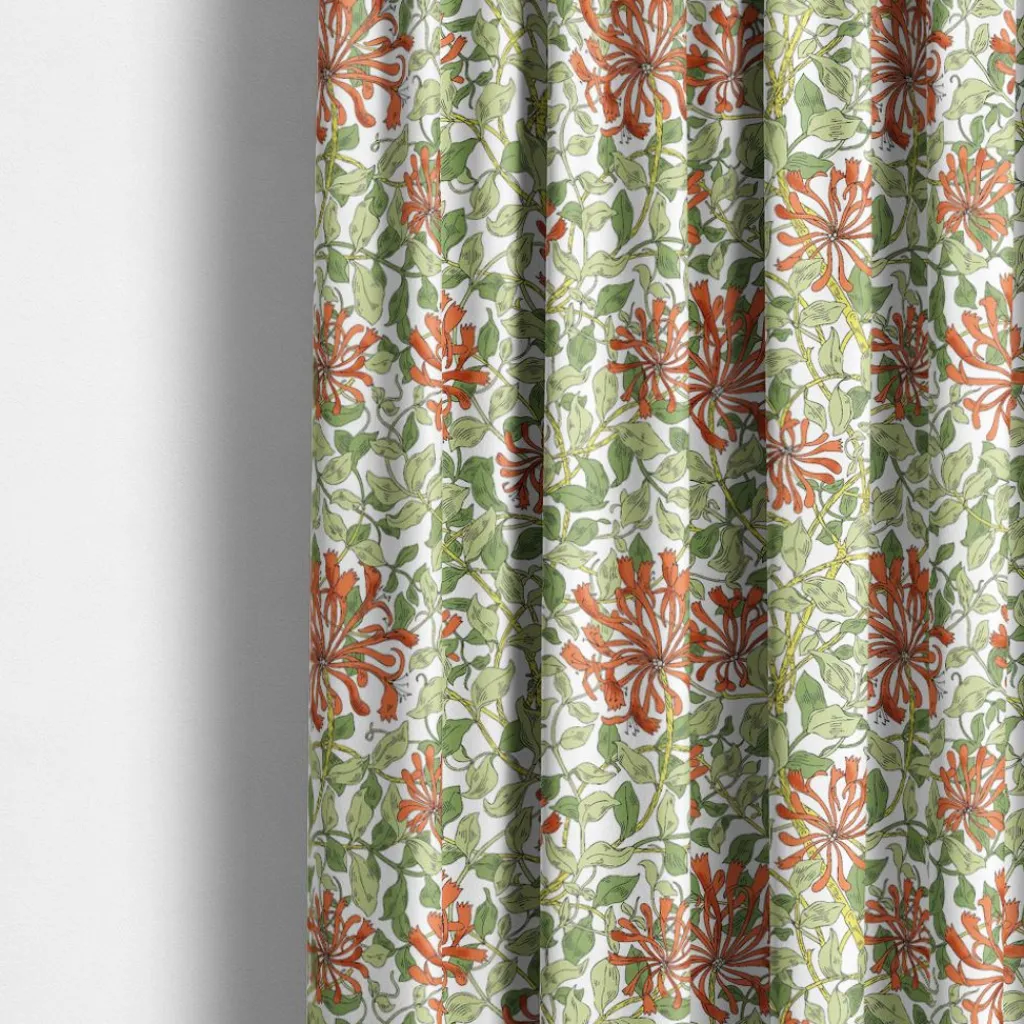 Nordisk Textil Arts & Crafts Tyger|Gardintyger Mönstrade|Honeysuckle terrakotta gardintyg