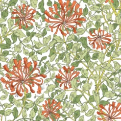 Nordisk Textil Arts & Crafts Tyger|Gardintyger Mönstrade|Honeysuckle terrakotta gardintyg