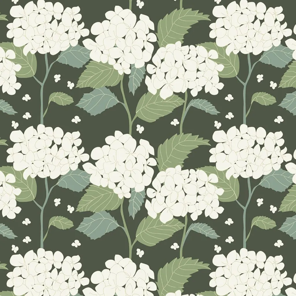 Arvidssons textil Gardintyger Mönstrade|Arvidssons Textil|Hortensia grön tyg