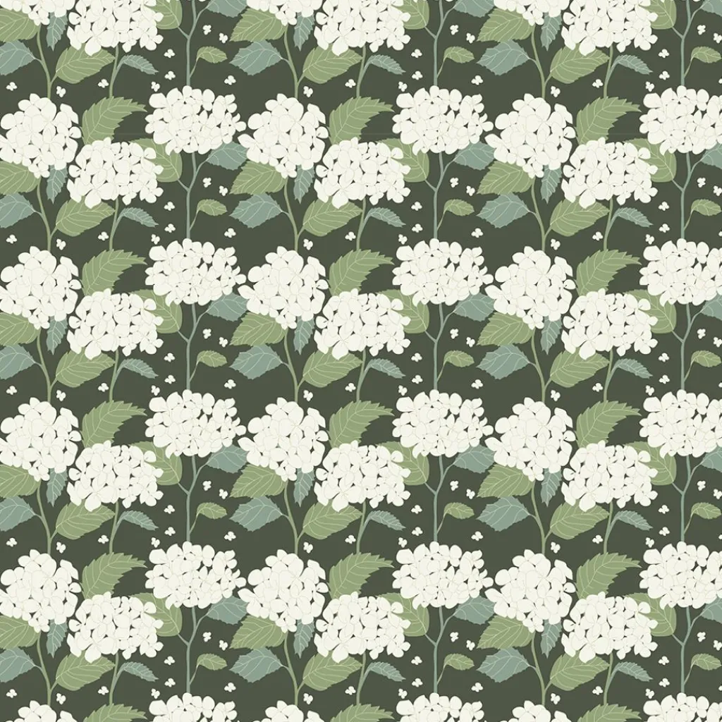 Arvidssons textil Gardintyger Mönstrade|Arvidssons Textil|Hortensia grön tyg