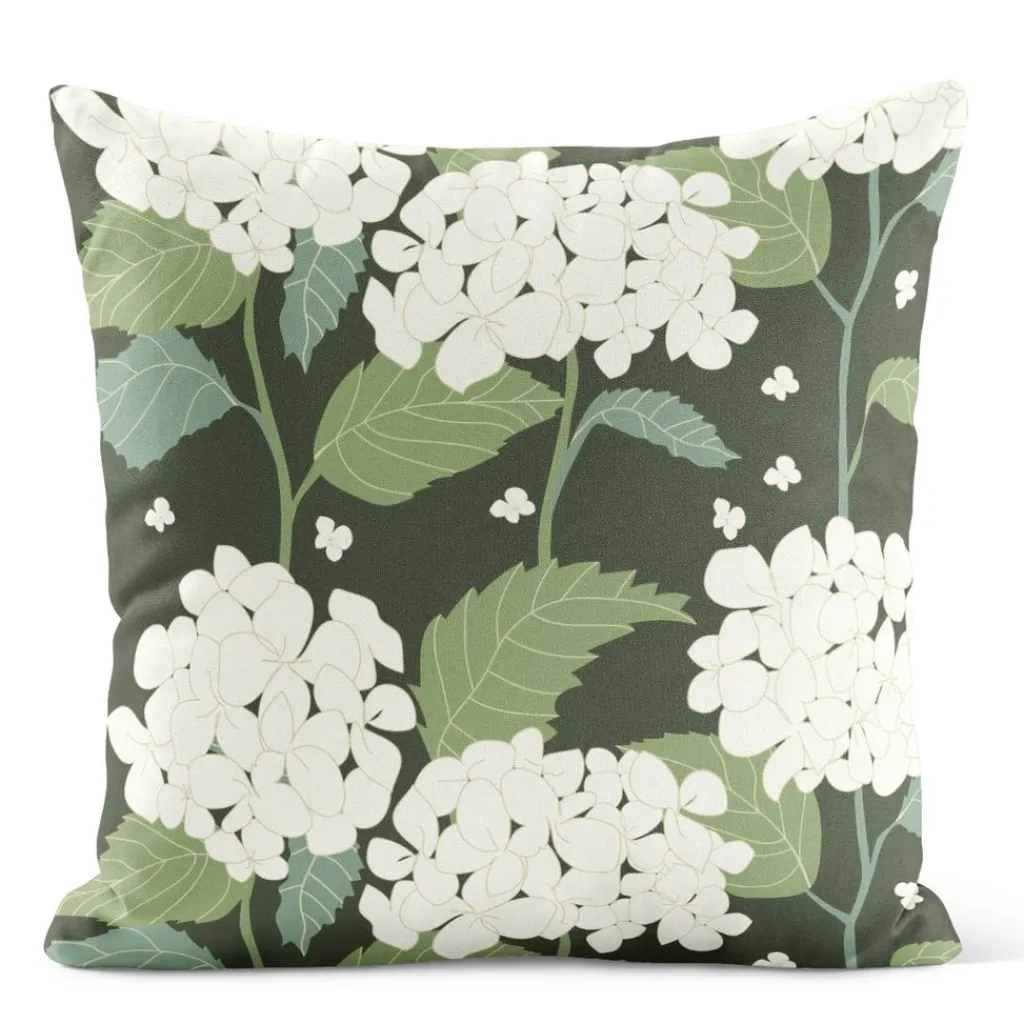 Arvidssons textil Mönstrade Kuddfodral|Hortensia – Kuddfodral Grön