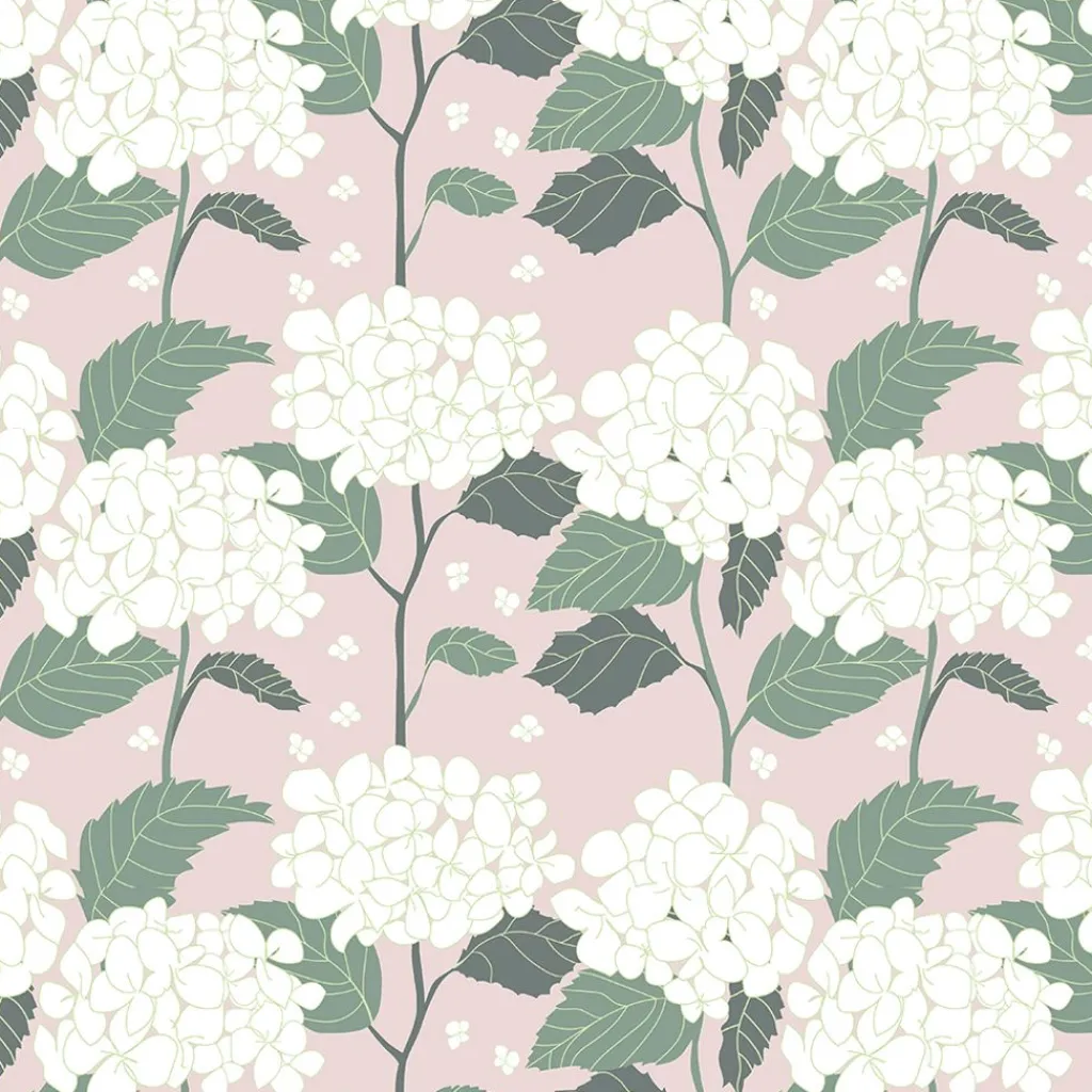 Arvidssons textil Gardintyger Mönstrade|Arvidssons Textil|Hortensia rosa tyg