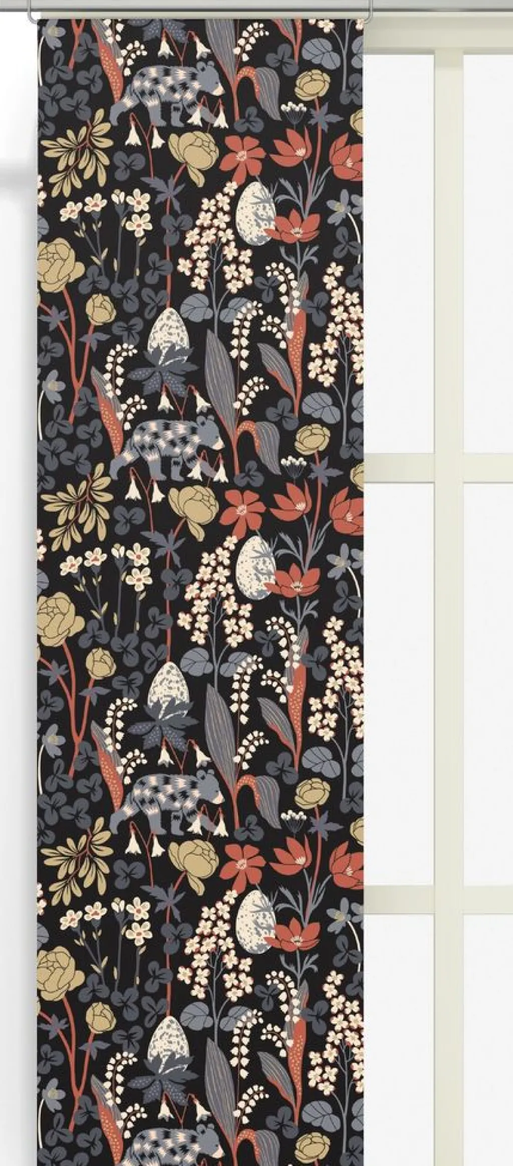 Arvidssons textil Panelgardiner|Här sover ingen björn mörkblå panelgardiner