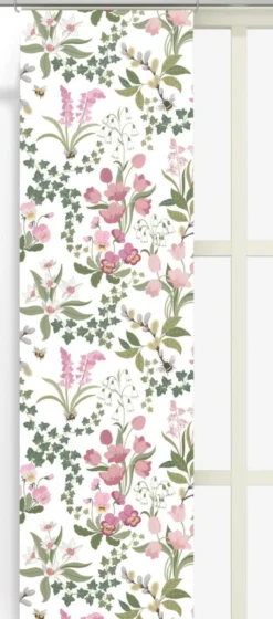 Arvidssons textil Panelgardiner|Humlegården rosa-grön panelgardiner