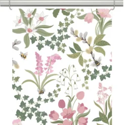 Arvidssons textil Panelgardiner|Humlegården rosa-grön panelgardiner