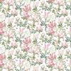 Arvidssons textil Gardintyger Mönstrade|Arvidssons Textil|Humlegården rosa-grön tyg med charmigt blomstermotiv
